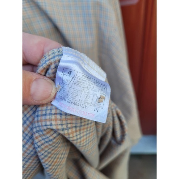 Ben Sherman Orange Blue Plaid, Long Sleeve Button Down Preppy Shirt - Picture 11 of 13